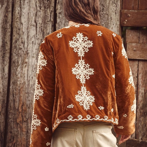 Free People Jackets & Blazers - Free People Mia Jacket || Brown || Embroidered